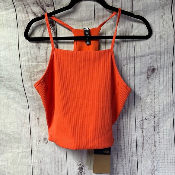The North Face Ribbed Cropped Tank Top Orange NWT XL - Picture 1 of 8